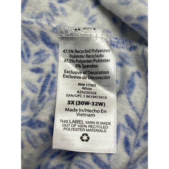 Aria Collection Nightgown Long Sleeve Velour   Floral blue white pockets,size 5X - Picture 7 of 11